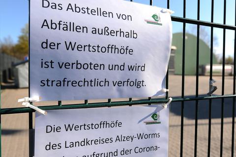 Seit dem 20. März sind die Wertstoffhöhe im Landkreis, wie hier in Monsheim, geschlossen.  Foto: BilderKartell / Ben Pakalski