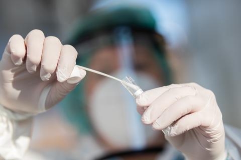 Bei einem Coronatest wird der Abstrich ausgewertet. Foto: dpa