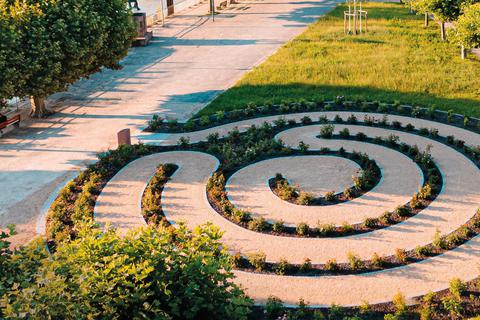 Das bereits realisierte Land-Art-Projekt „Kriemhilds Rosengarten“ des Konzeptkünstlers Eichfelder am Wormser Rheinufer. Fotos: Eichfelder