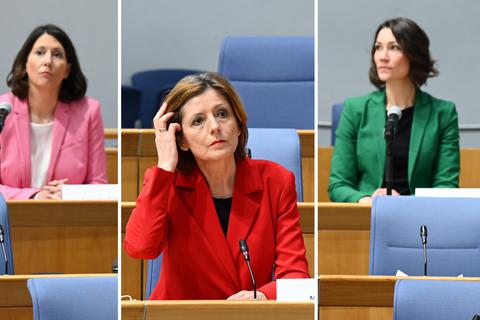 Die Spitzenkandidatin der FDP, Daniela Schmitt (l-r), die Spitzenkandidatin der SPD und Ministerpräsidentin von Rheinland Pfalz, Malu Dreyer und die Spitzenkandidatin der Grünen, Anne Spiegel. Fotos: dpa