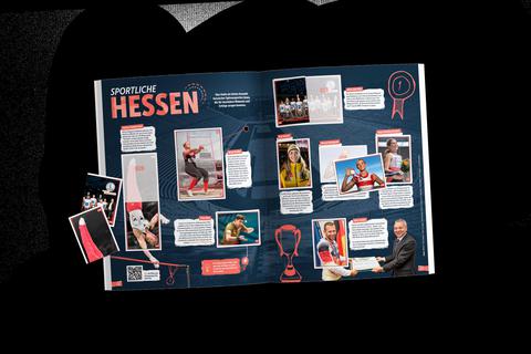 Im illustren Sticker-Kreis des hessischen Sports: die Rollstuhlbasketballer des RSV Lahn-Dill (oben rechts). Foto: Andreas Joneck 